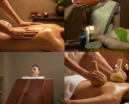Nirvana Ayurveda package: oil massage, Shirodhara, herbal steam bath and herbal compress Kizhi